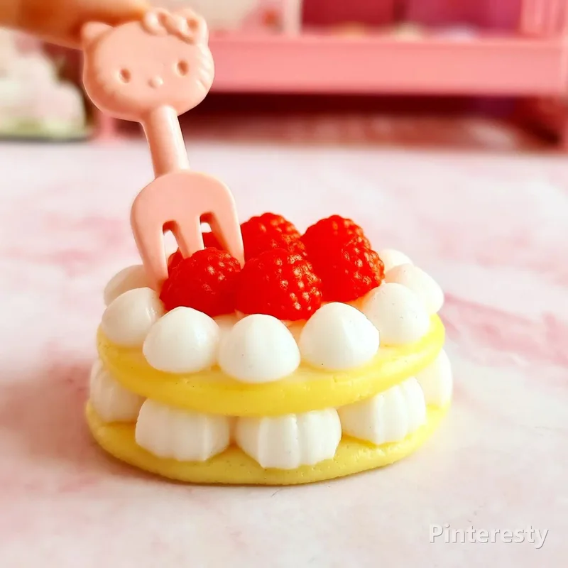 اسکوییشی نرمالو کیک به‌همراه چنگال | Cake Squishy Set